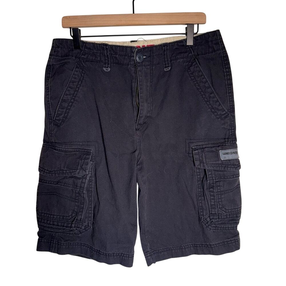 VINTAGE UNIONBAY Y2K grunge navy summer beach vacation cargo shorts 32